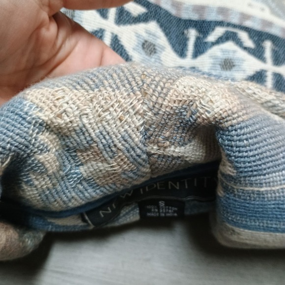 Vintage New Identity Tapestry Blue Aztec Heavy Blazer Jacket Cropped Boxy Size S - Picture 9 of 9